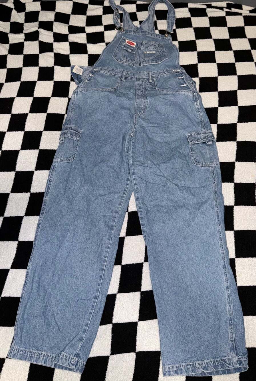 Vintage Revolt Clothing Co. Denim Cargo Overalls Size Large - Picture 2 of 11